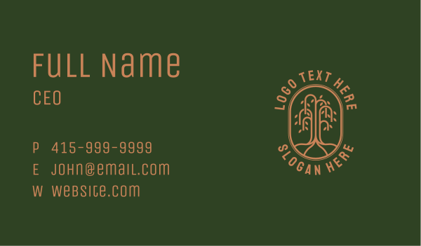 Organic Willow Tree Business Card Design Image Preview