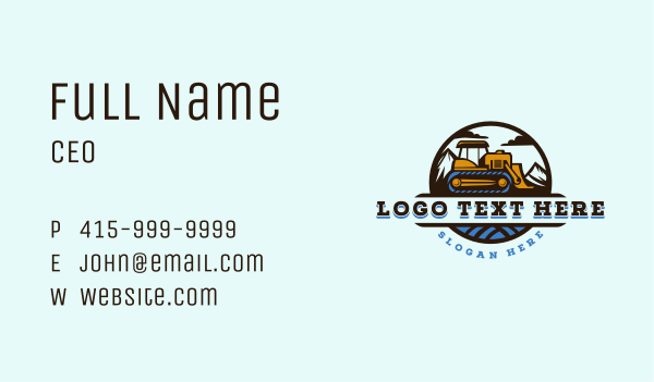 Industrial Bulldozer Construction Business Card Design Image Preview
