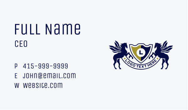 Horse Pegasus Crest Business Card Design Image Preview