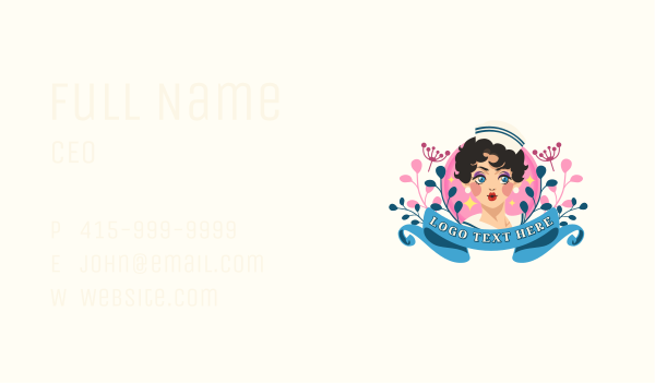 Floral Lady Sailor Business Card Design Image Preview