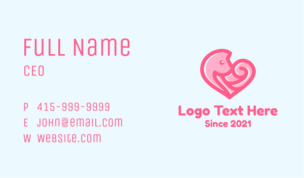 Pink Heart Fox Business Card Design Image Preview