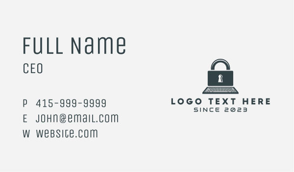 Laptop Digital Security  Business Card Design Image Preview