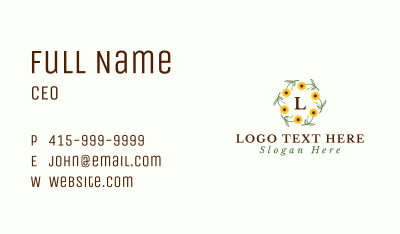 Sunflower Gardening Letter Business Card Image Preview