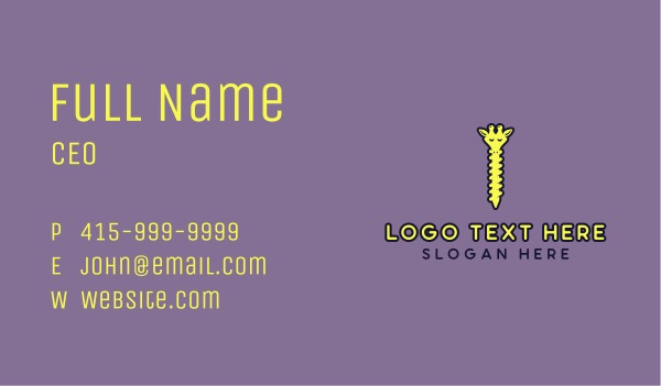 Giraffe Screw Business Card Design Image Preview