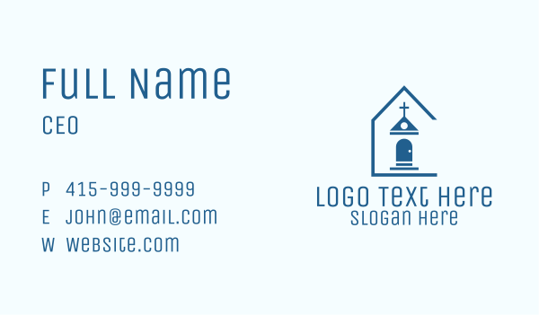 Blue Catholic Chapel Business Card Design Image Preview