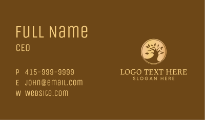 Metallic Gold Tree Business Card Image Preview