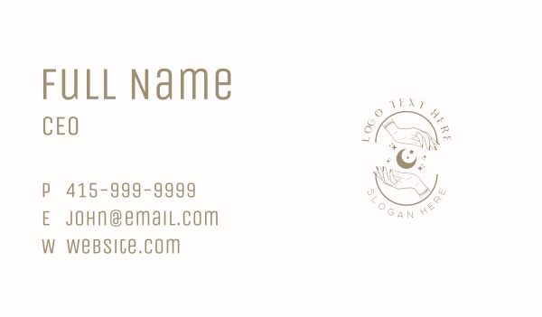 Mystical Moon Hand Business Card Design Image Preview