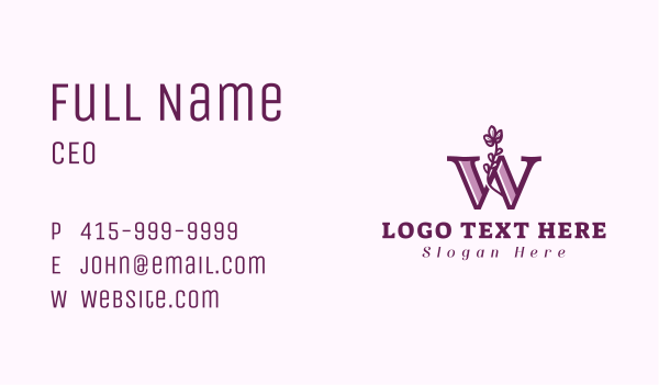 Purple Beauty Letter W Business Card Design Image Preview
