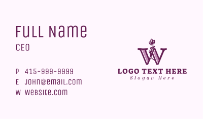 Purple Beauty Letter W Business Card Image Preview
