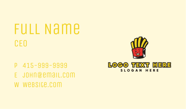 Smiling French Fries Mascot Business Card Design Image Preview