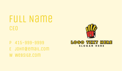 Smiling French Fries Mascot Business Card Image Preview