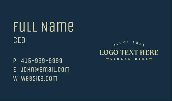 Classic Hipster Wordmark Business Card Design Image Preview
