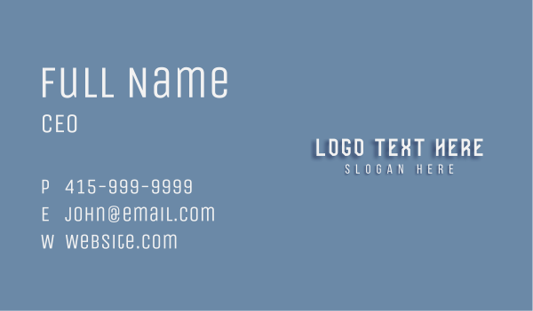 Generic White Tall Wordmark Business Card Design Image Preview