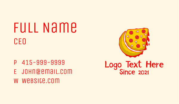 Moon Pizza Slice Business Card Design Image Preview