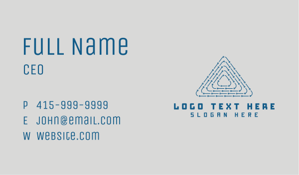 Blue Circuit Triangle Business Card Design Image Preview