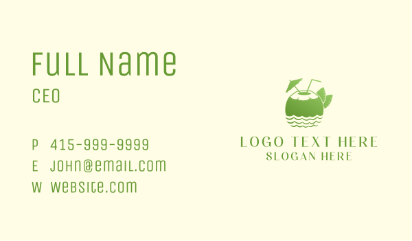 Tropical Coconut Drink  Business Card Design Image Preview