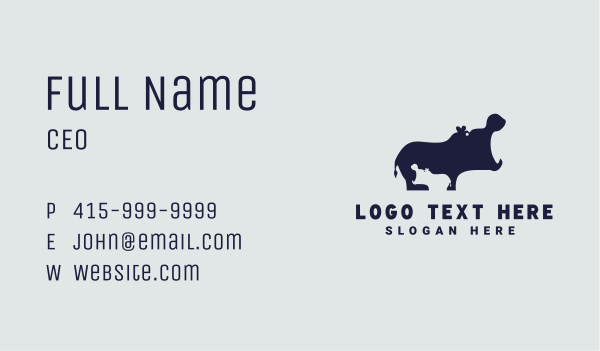 Hippopotamus Wildlife Safari Business Card Design Image Preview