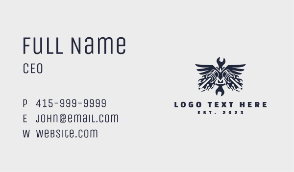 Piston Wings Wrench Mechanic Business Card Design Image Preview