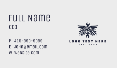 Piston Wings Wrench Mechanic Business Card Image Preview