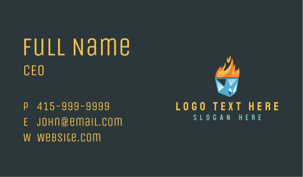 Ice Flame Heating Business Card Design Image Preview