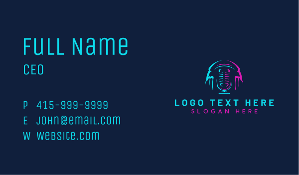 Headset Microphone Podcast Business Card Design Image Preview