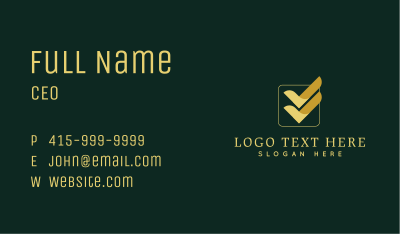 Gold Double Check Box Business Card
