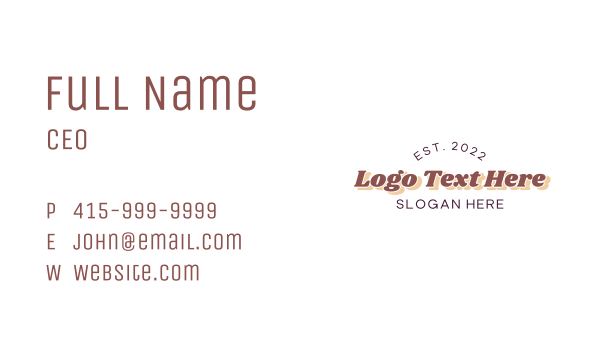 Funky Bold Wordmark Business Card Design Image Preview