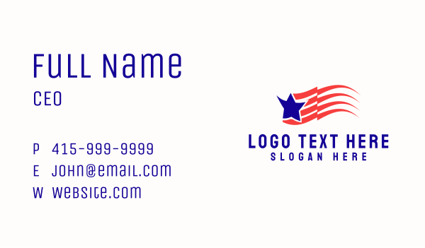 Blue Star Stripe Flag Banner Business Card Design Image Preview