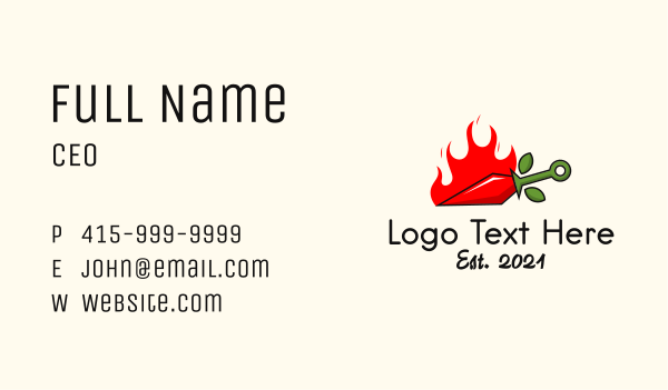 Flame Chili Knife Business Card Design Image Preview