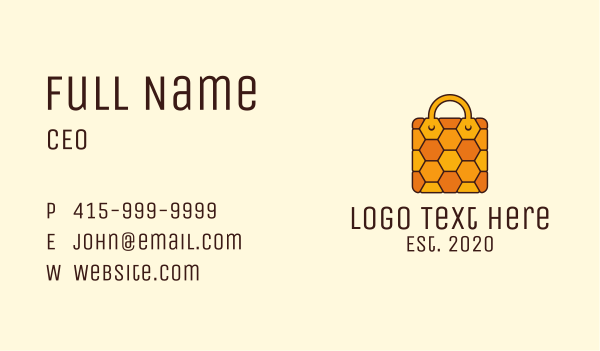 Yellow Honeycomb Bag Business Card Design Image Preview