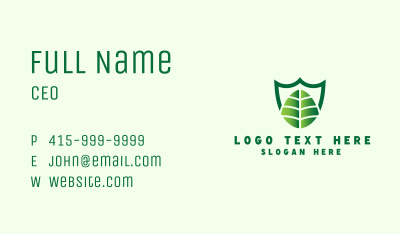 Green Shield Leaf Business Card Image Preview