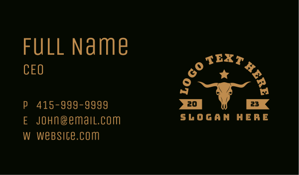 Wild Bull Ranch Business Card Design Image Preview