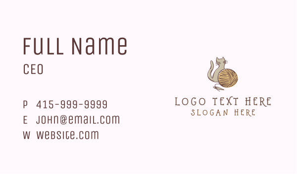 Sewing Cat Yarn Business Card Design Image Preview