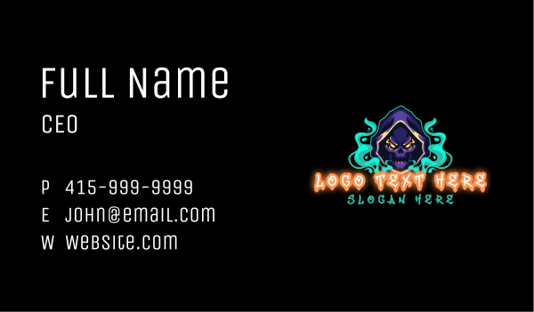 Skull Reaper Gaming Vape Business Card Design Image Preview