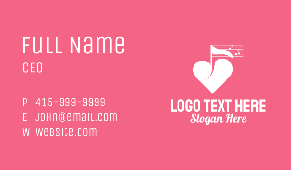 White Heart Music  Business Card Design Image Preview