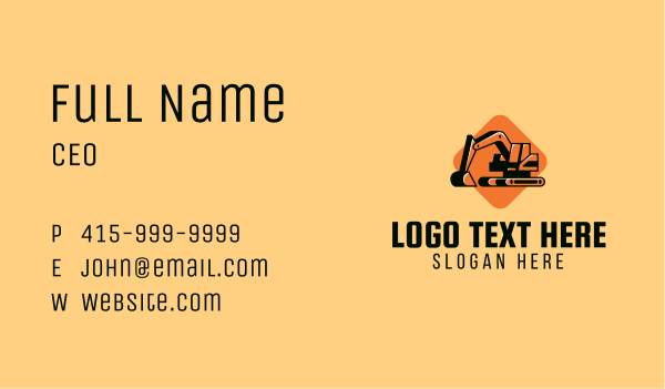 Construction Excavator Machine  Business Card Design Image Preview