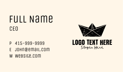 Black Rustic Paper Boat Business Card Image Preview