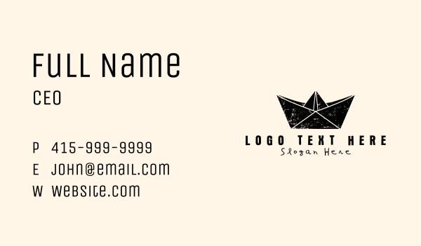 Black Rustic Paper Boat Business Card Design Image Preview