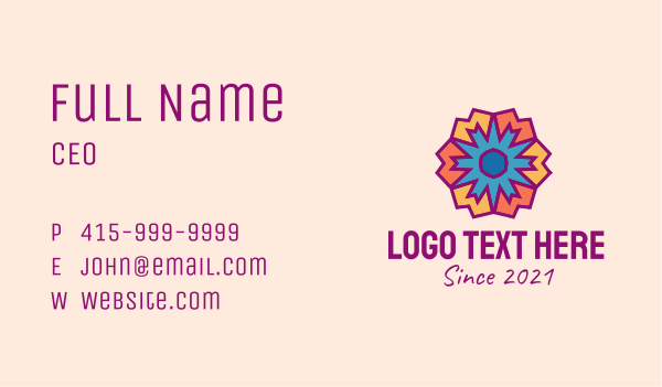 Modern Geometric Flower  Business Card Design Image Preview