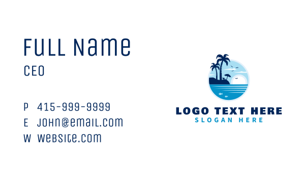 Blue Summer Island Business Card Design Image Preview