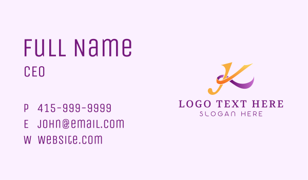 Stylish Ribbon Letter K Business Card Design Image Preview