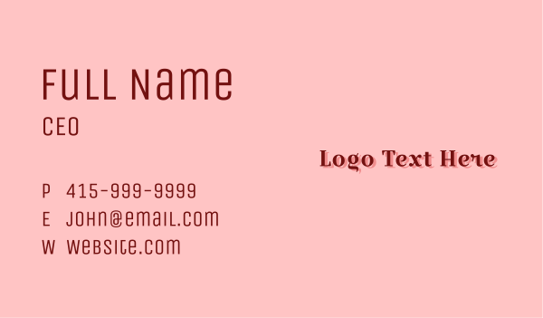 Red Romantic Beauty Wordmark Business Card Design
