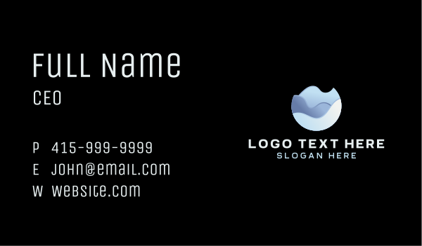 Blue Gradient Waves Business Card Design Image Preview