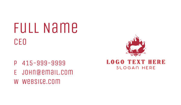 Beef Barbecue Flame Business Card Design Image Preview