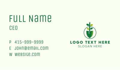 Shovel Branch Leaves  Business Card Image Preview