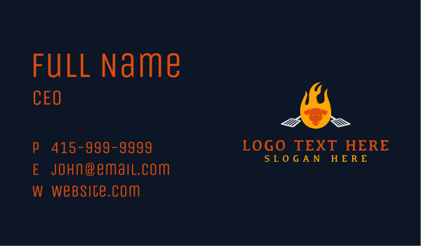 Flame Pork Barbecue Business Card Design Image Preview