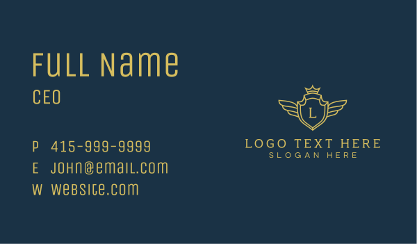 Royal Shield Wings Business Card Design Image Preview