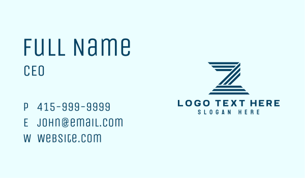 Blue Classic Letter Z Business Card Design Image Preview