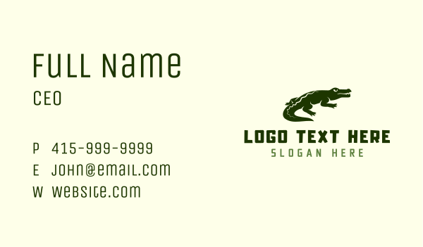 Wild Alligator Silhouette Business Card Design Image Preview