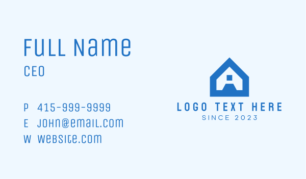 Blue House Letter A Business Card Design Image Preview